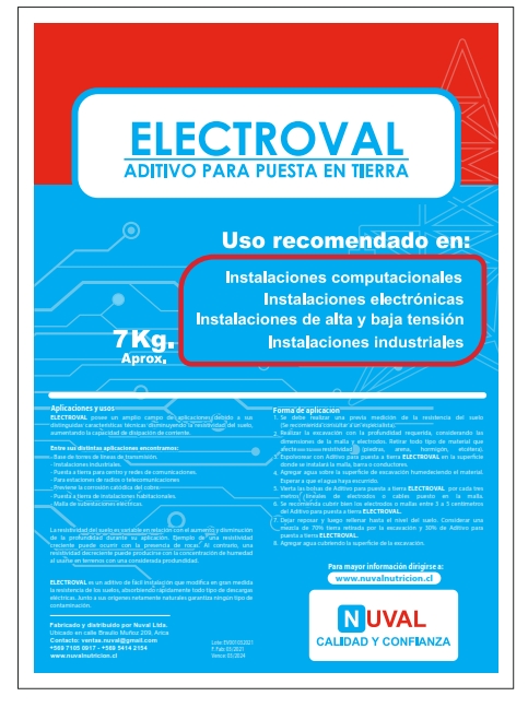 Electroval (Aditivo puesta a tierra) Producto Certificado